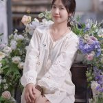 Set nữ tay dài mix quần short hoạ tiết thêu ren