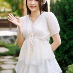 Set Váy Babydoll Phối Ren Tay Bồng ảnh 2
