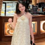 Váy Ren Hoa Yếm Xoè Nhẹ Nhàng Quý Phái ảnh 5