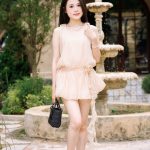 Đầm Dáng Phồng Tiểu Thư Cổ Tròn Không Tay Nhẹ Nhàng