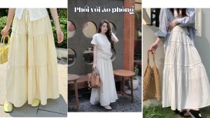 Chân Váy Dài Mặc Với Áo Gì? Top 5 Cách Phối Đồ Tôn Dáng 2025 3 Chân váy dài phối với áo phông